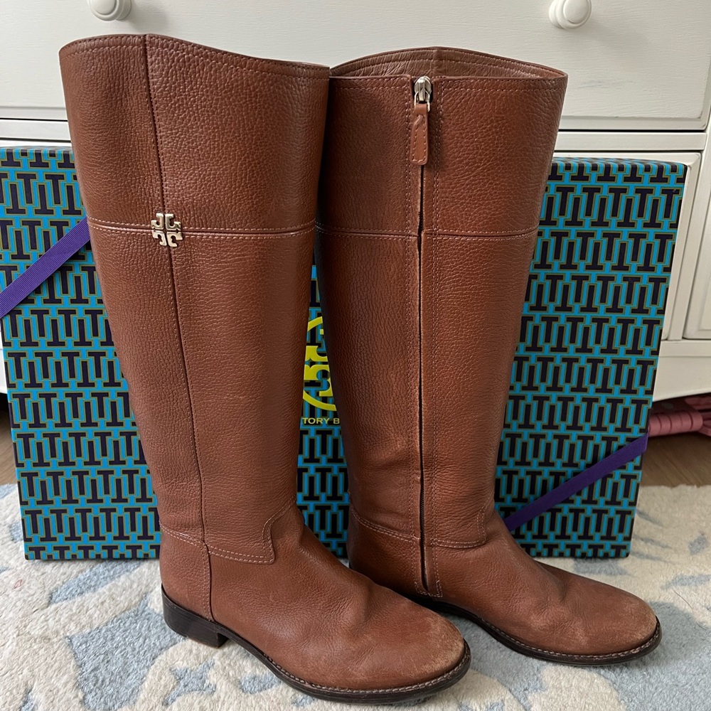 Tory Burch Brown Leather Riding Boots